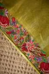 Olive Green Tissue Silk Saree