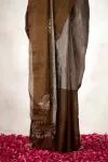 Silver & Burnished Brown Tissue Silk Saree