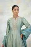 Powder Blue Banarasi Silk Anarkali Set