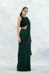 Forest Green Lyrca Net Drape Saree