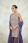 Purple Tissue Georgette Garara Set