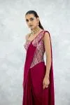 Hot Pink Tissue Drape Saree
