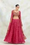 Cerise Pink Chiffon Lehenga Set