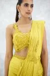 Yellow Satin Drape Saree