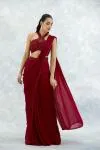Deep Red Gerorgette Drape Saree