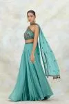 Teal Georgette Sharara Set