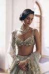 Aqua Tissue Net Lehenga Set