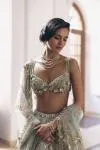 Aqua Tissue Net Lehenga Set