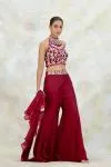 Cherry Maroon Silk Sharara Set