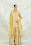 Yellow Georgette Sharara Set