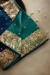 Dual-Shade Blue Tussar Silk Saree