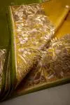 Dual-Shade Green-Yellow Tussar Silk Saree