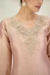 Dusty Pink Tissue Organza Anarkali Set