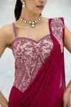 Hot Pink Tissue Drape Saree