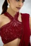 Deep Red Gerorgette Drape Saree