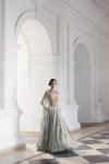 Aqua Tissue Net Lehenga Set