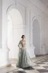 Aqua Tissue Net Lehenga Set