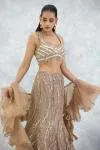 Beige Organza Lehenga Set