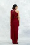 Deep Red Gerorgette Drape Saree