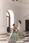 Aqua Tissue Net Lehenga Set