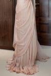 Peach Satin Georgette Drape Saree