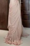 Peach Satin Georgette Drape Saree