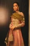 Tea Rose Pink Tissue Anarkali Set