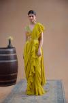 Indian Yellow Drape Saree Set