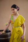 Indian Yellow Drape Saree Set