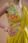 Indian Yellow Drape Saree Set