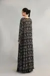 Black Printed Sequin Cape Suit