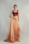 Salmon Printed Drape Saree
