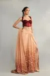 Salmon Printed Drape Saree