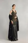 Black Sequin Printed Sharara Set