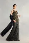 Black Sequin Printed Sharara Set