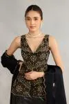 Black Sequin Printed Sharara Set