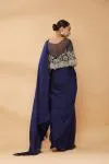 Ink Blue Net Embroidery Saree