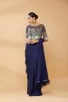 Ink Blue Net Embroidery Saree