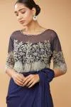 Ink Blue Net Embroidery Saree