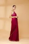 Magenta ombre Embroidered Saree