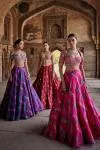 Deep Red Silk Bandhani Lehenga