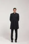 Black Embroidered Front-Open Jacket Set