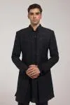 Black Embroidered Front-Open Jacket Set