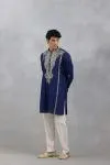 Navy Sheesh Kurta Set