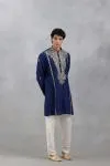 Navy Sheesh Kurta Set