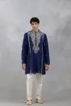 Navy Sheesh Kurta Set