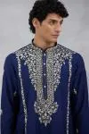 Navy Sheesh Kurta Set