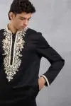 Black Twin Bird Kurta Set
