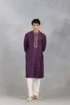 Purple Scattered Zari Kurta Set