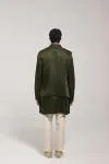 Green Silk Front-Open Half Jacket Set